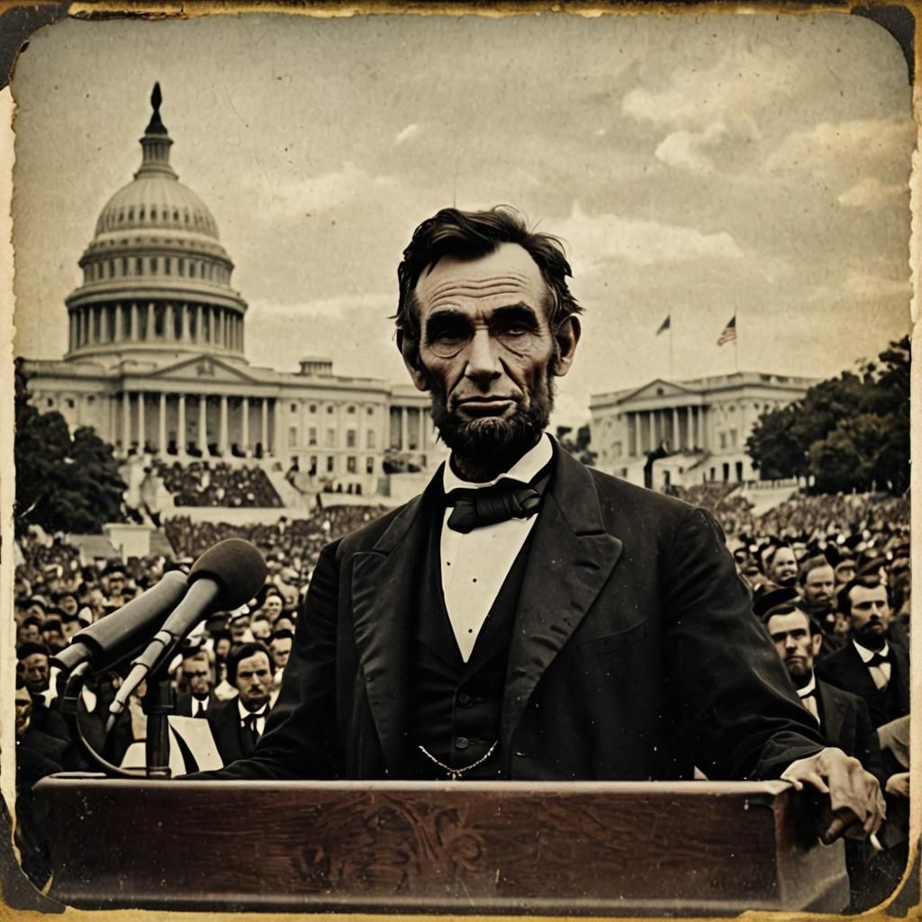 Abraham Lincoln Speech: Vintage Instant Photography