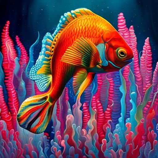 Beautiful Aquarium Fish in Graffiti Art Style