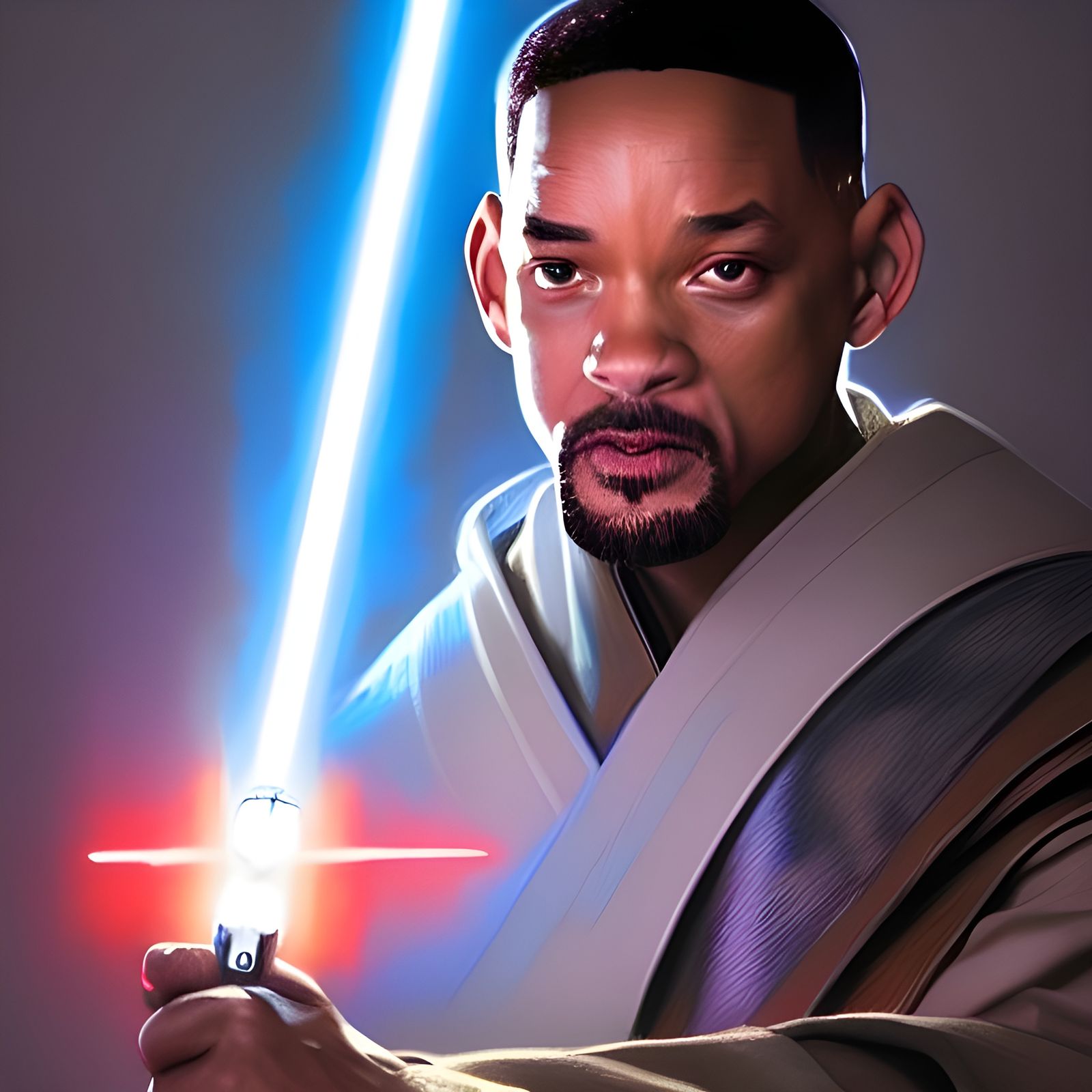 Will Smith as Jedi Master with Lightsaber