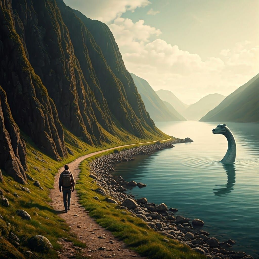 Surreal Hiker Discovers Nessie in Mystical Highland Landscap...