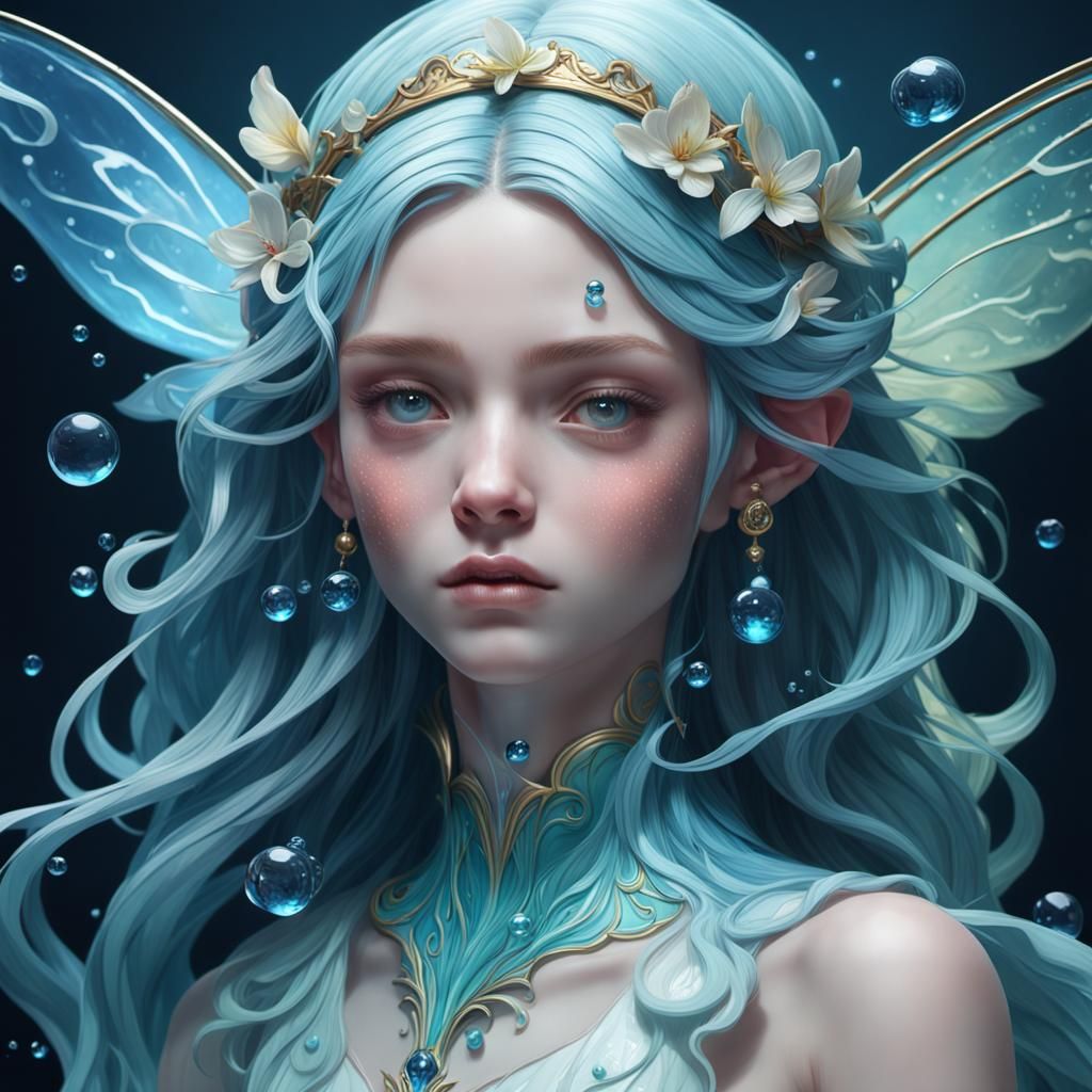 Porcelain Water Fairy Portrait in Digital Art