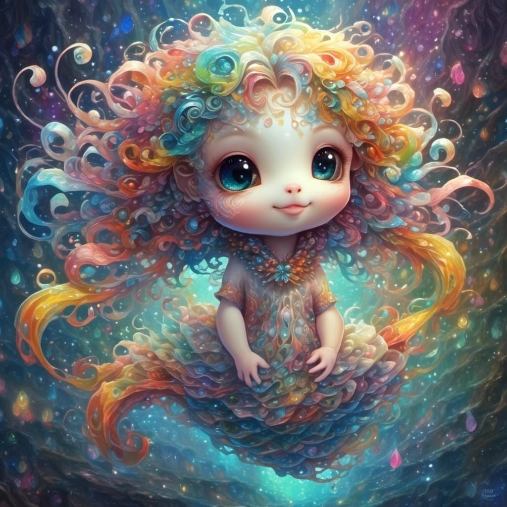 Adorable Cuddlefish Summons Rainbow Magical Energy