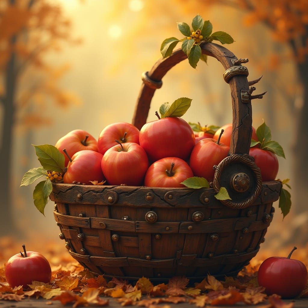 Steampunk Apples in Golden Autumnal Setting