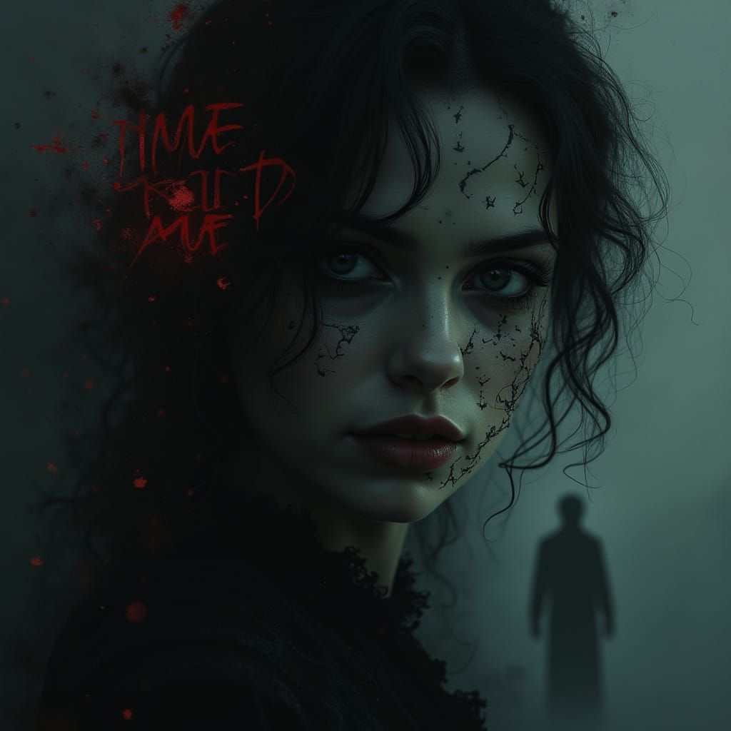 Gothic Horror Movie Poster with Woman in Shadows