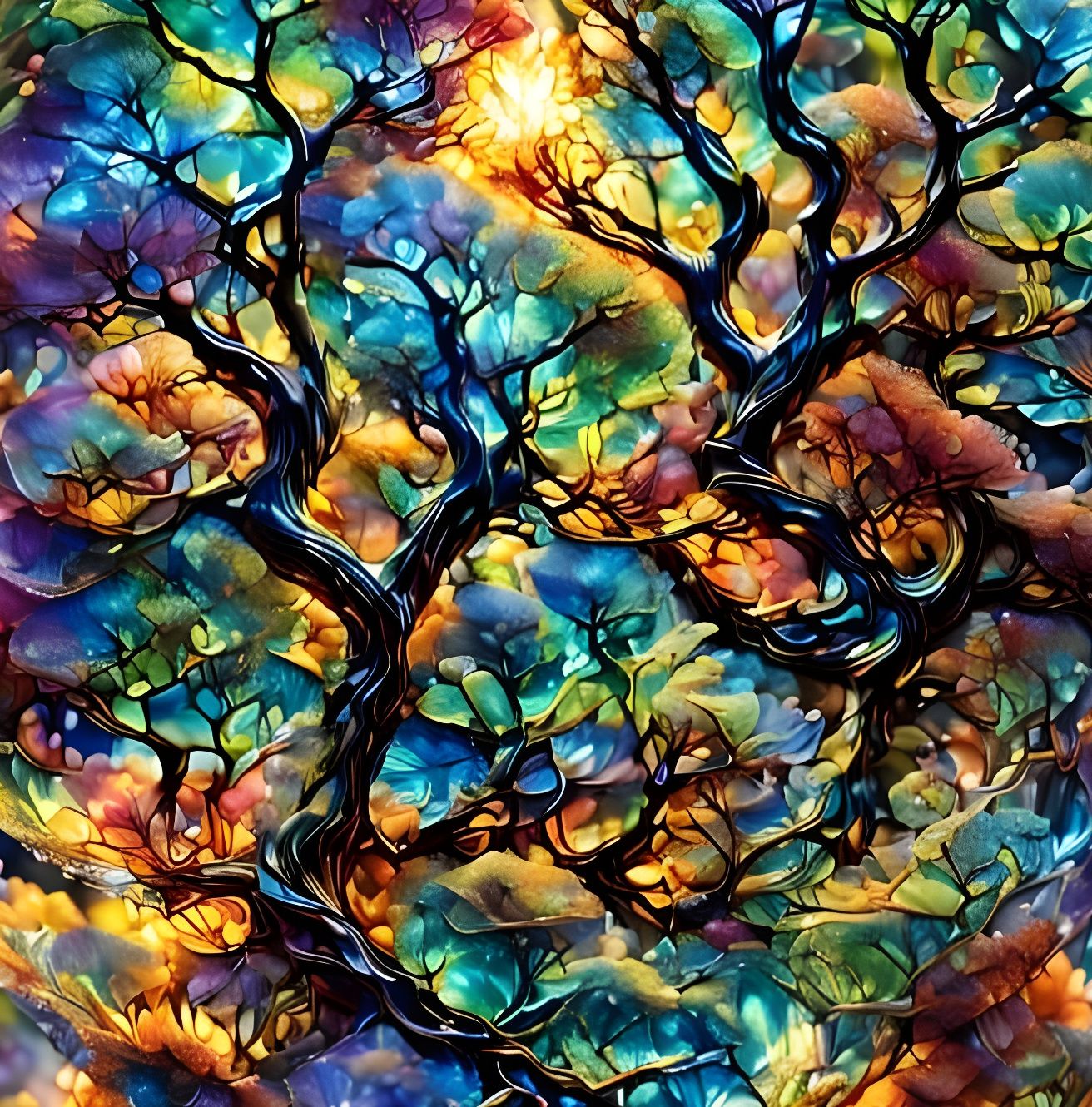 Metallic Android Maestra Plays Glass Violin in Vibrant Stain...