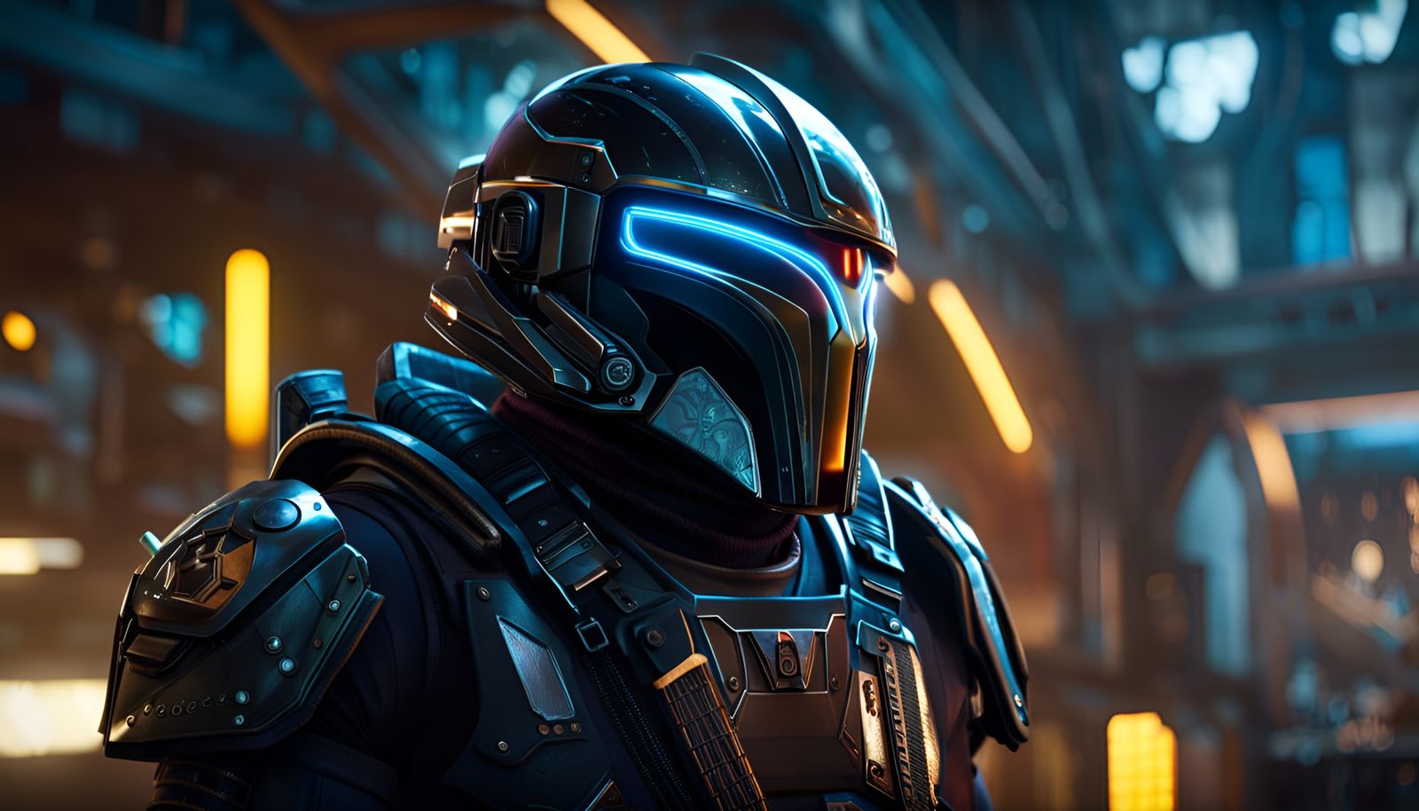 Sinister Sci-Fi Bounty Hunter in Detailed Matte Painting