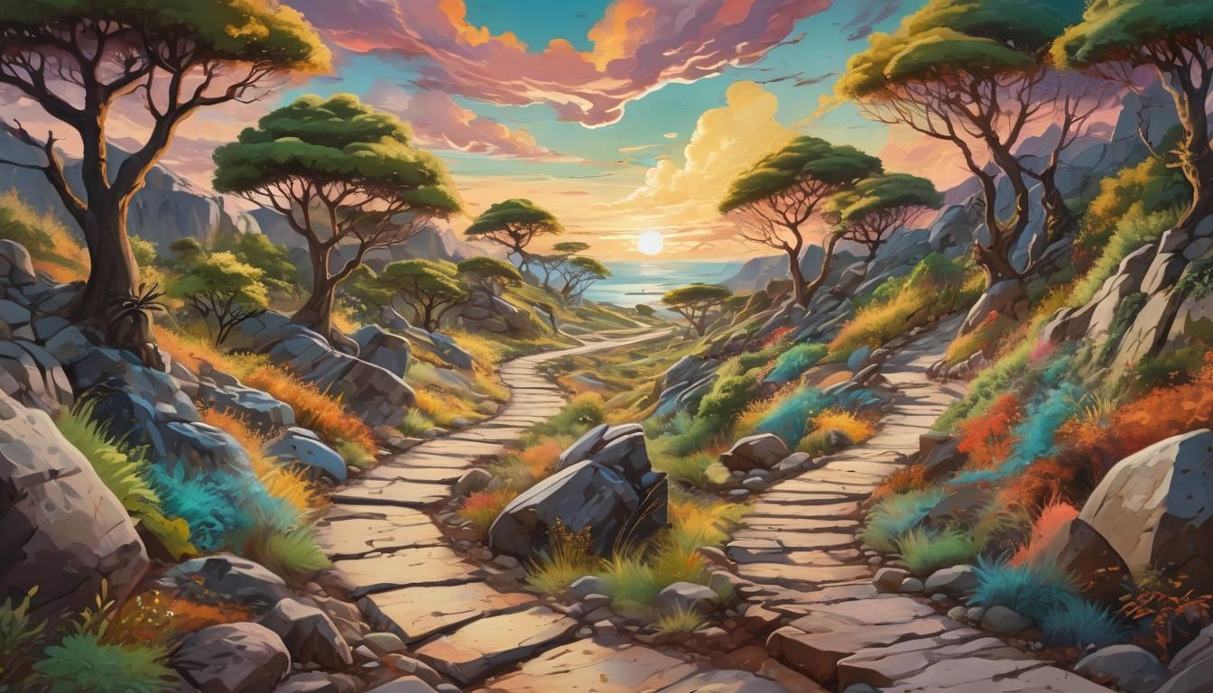 Expressionist Landscape with Graffiti Art Textures