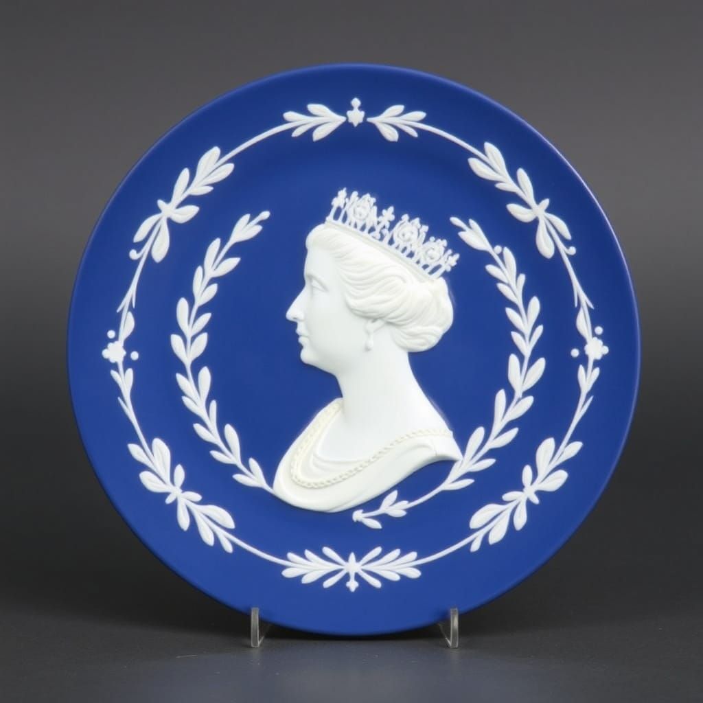Regal Neoclassical Jasperware Plate with Queen Elizabeth II ...