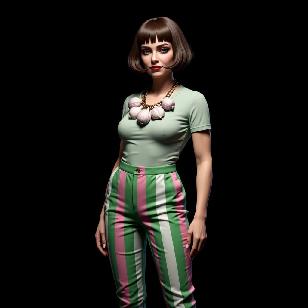 Woman With Garlic Necklace in Vampire Lair