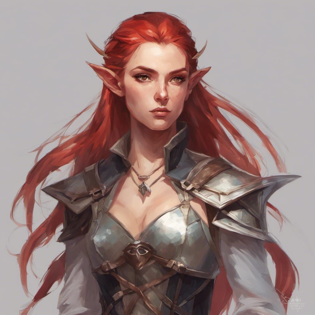 Fantasy Elf Warrior Portrait in Dungeons and Dragons Style