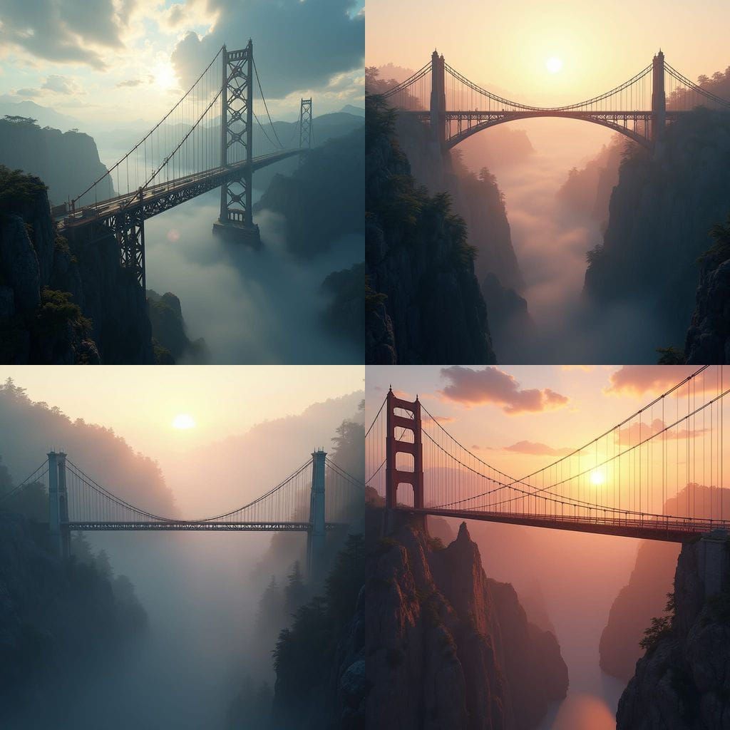 3D Rendered High Bridge Over a Vast Canyon