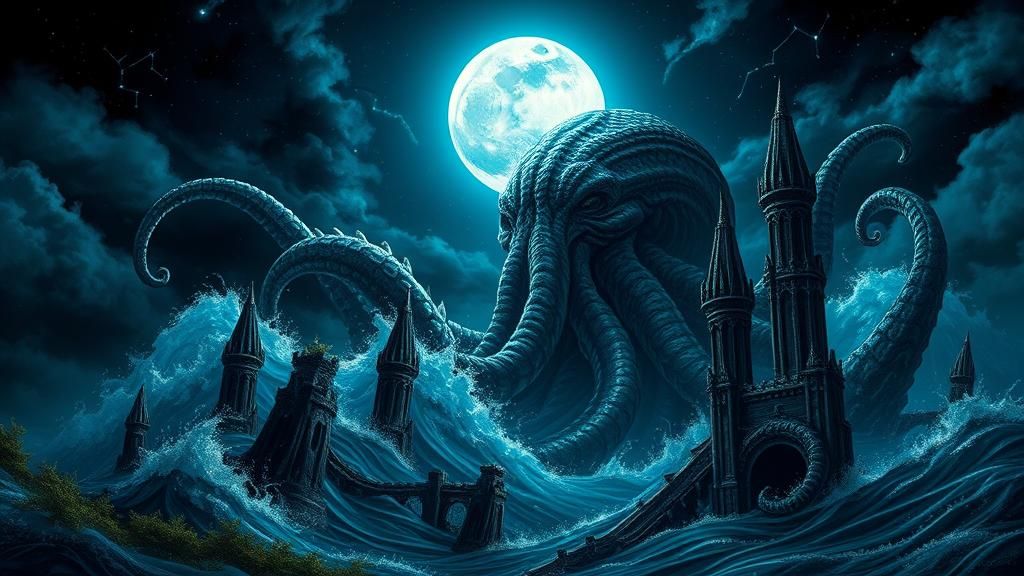 Cthulhu Emerges from the Deep Sea
