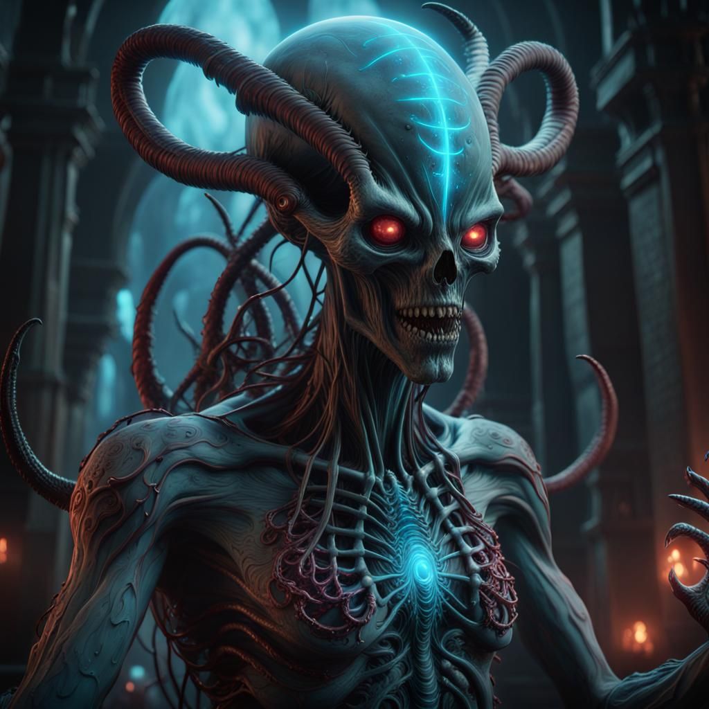 Bioluminescent Demonic Extraterrestrial Concept Art