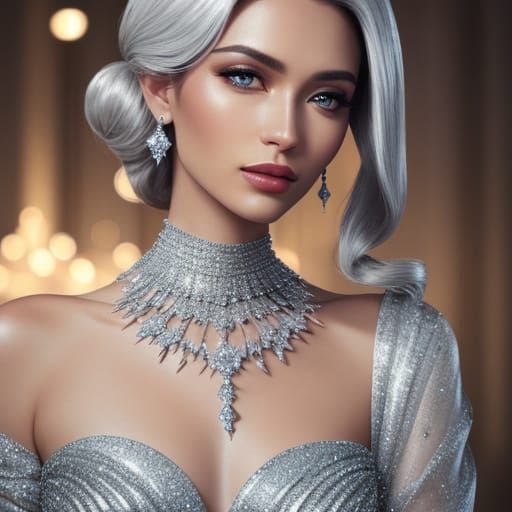 Luxurious Diamond Necklace in Glamour Photography Style