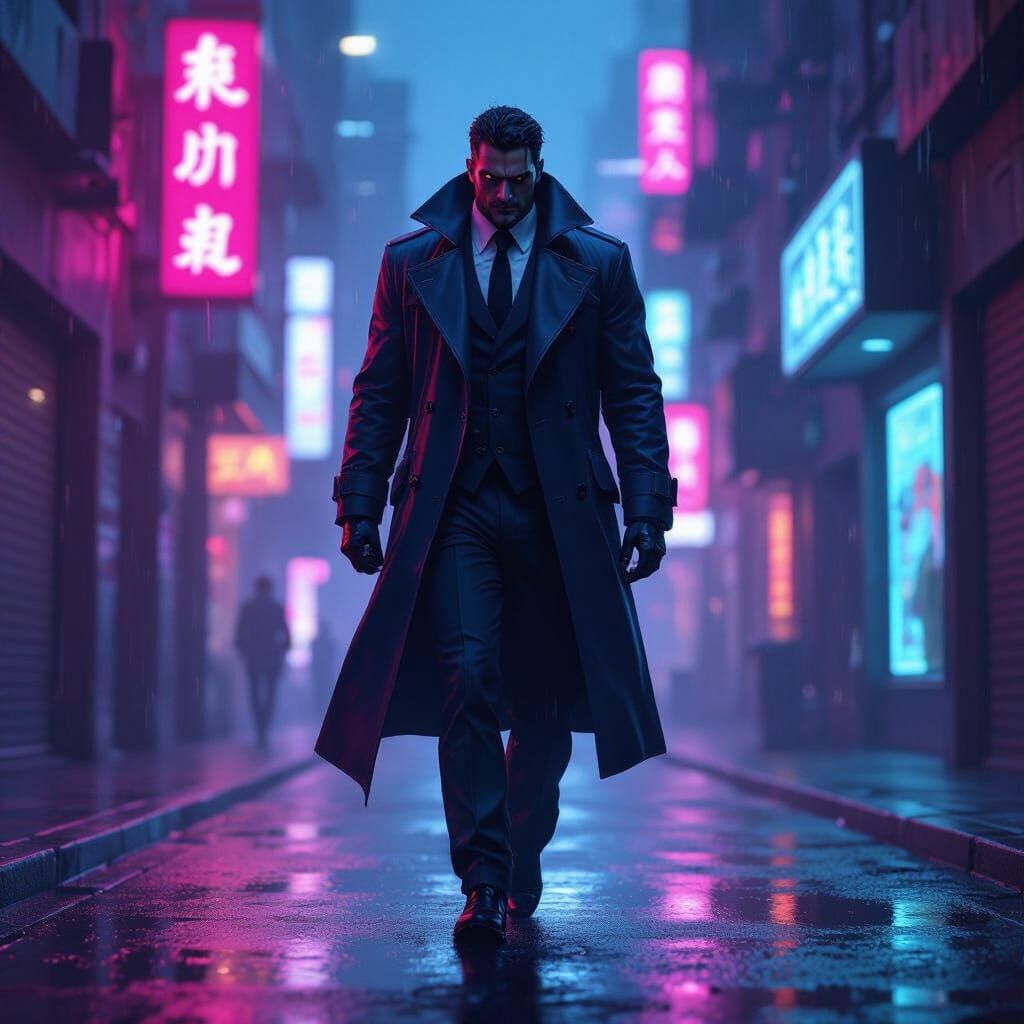 Blue Gangster in Dark Fantasy Style