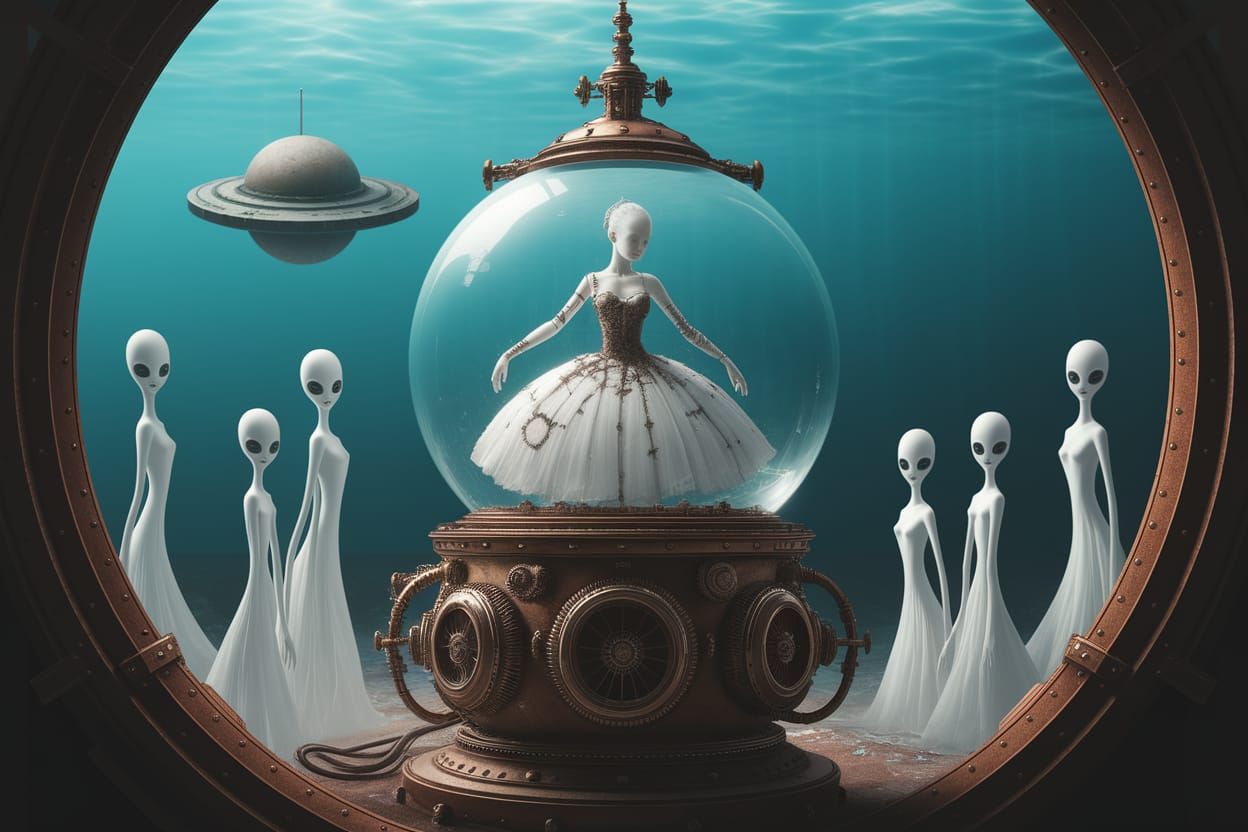 Ethereal Steampunk Maiden in Aquatic Realm