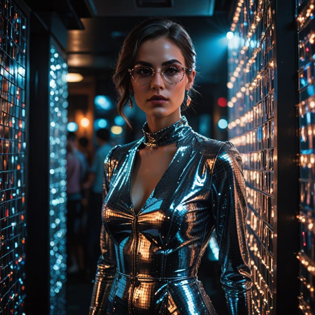 Glamorous Disco Queen in Neon Nightclub