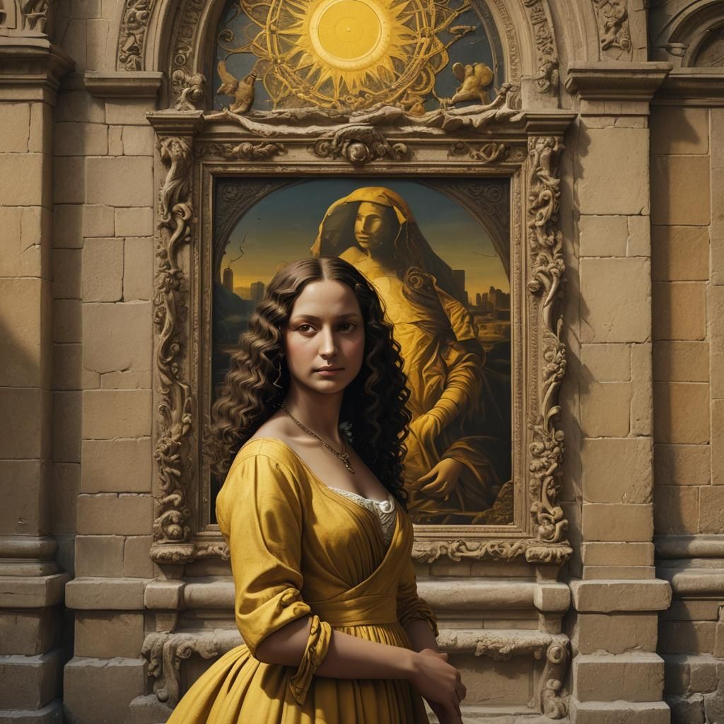 Mona Lisa with Curls in Detailed Matte Painting