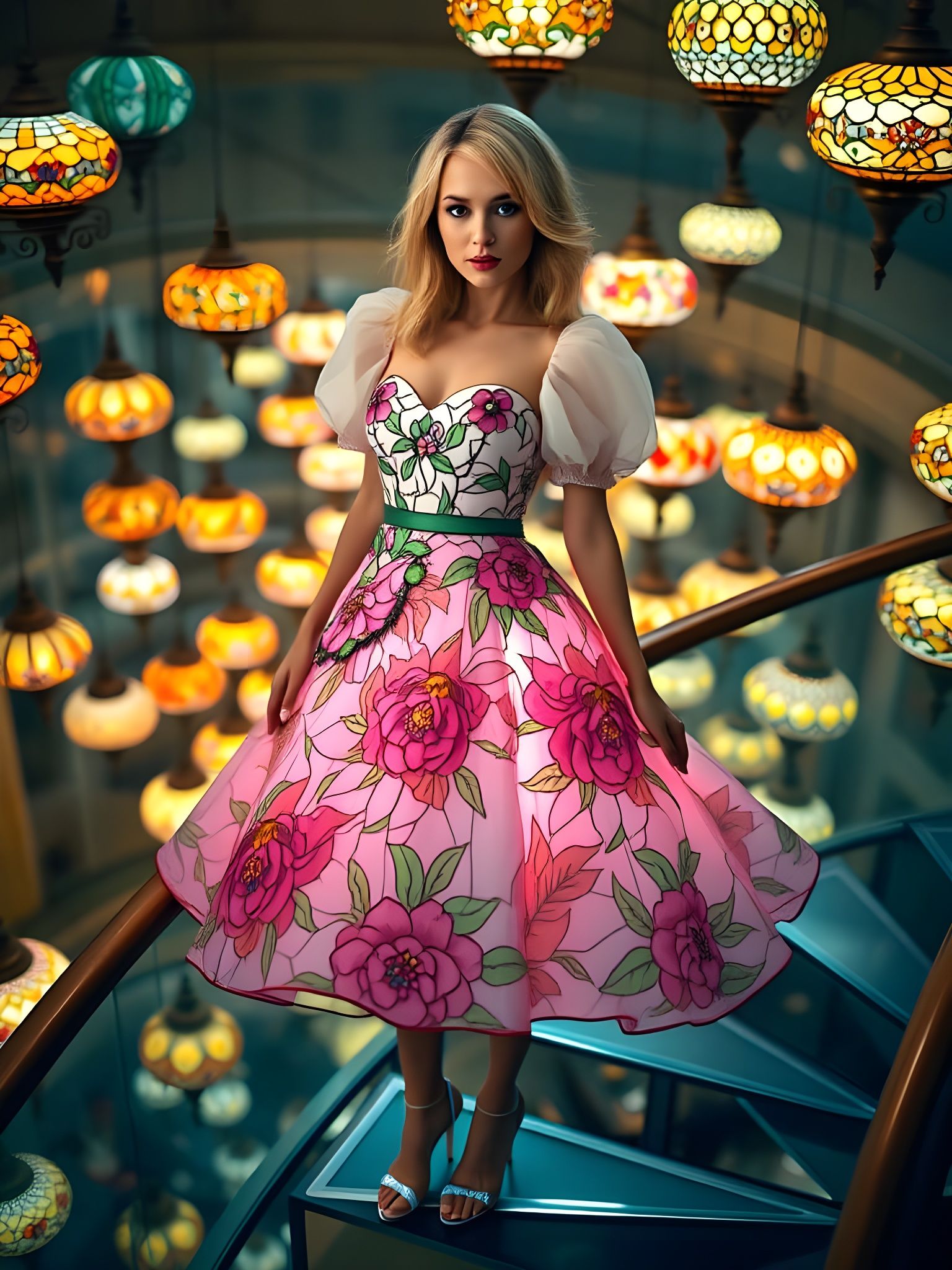 Ethereal Goddess in Stained Glass Regalia