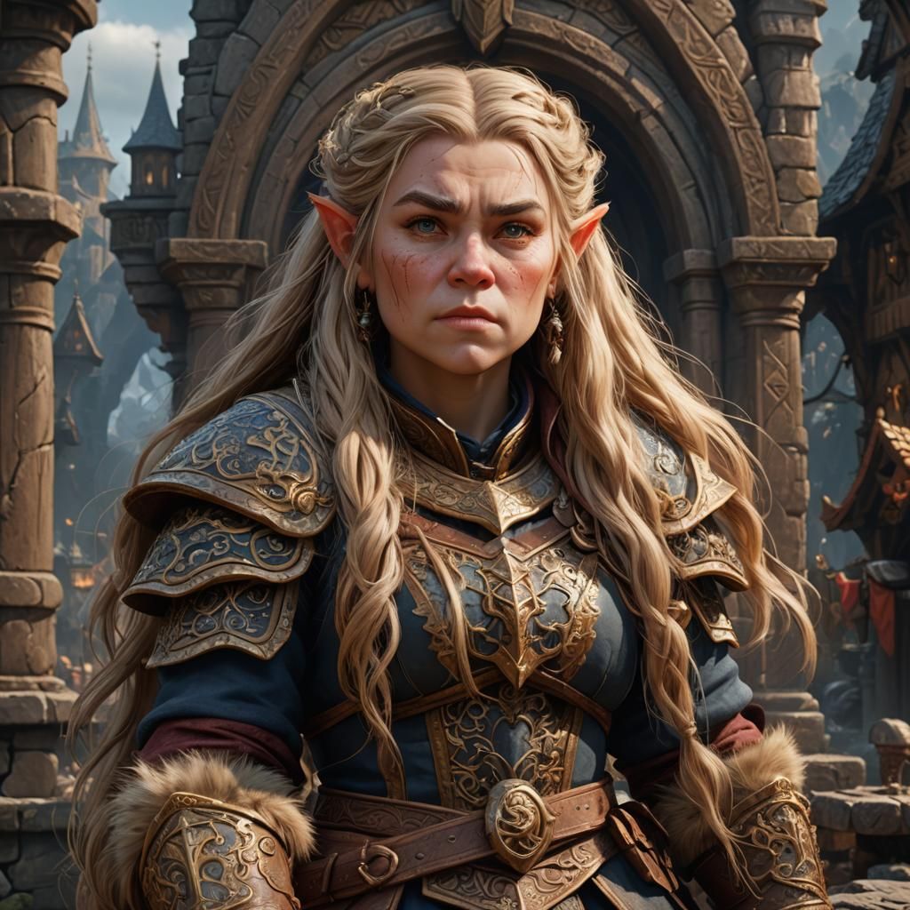 Fantasy Portrait of a Coy Female Dwarf