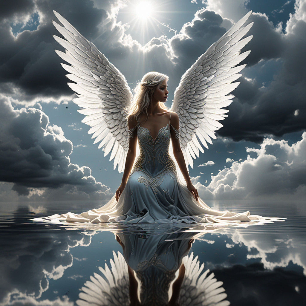 Serene Angelic Figure in Heavenly Atmosphere
