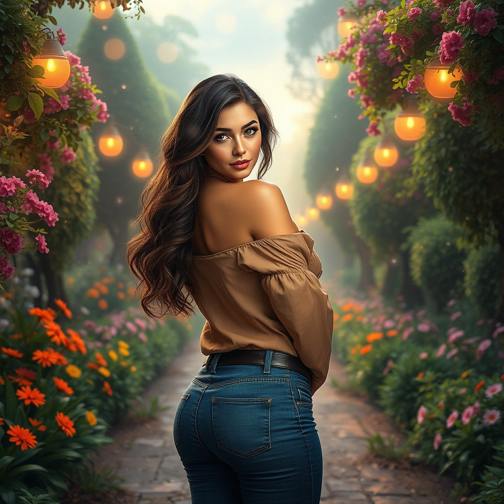 Woman in Garden: High-Fantasy Concept Art