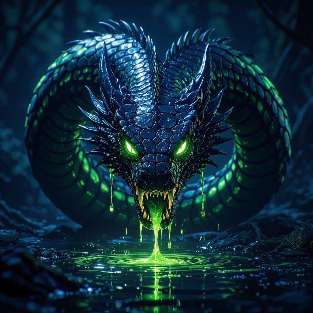Demonic Serpent with Glowing Venom, Dynamic Backlighting