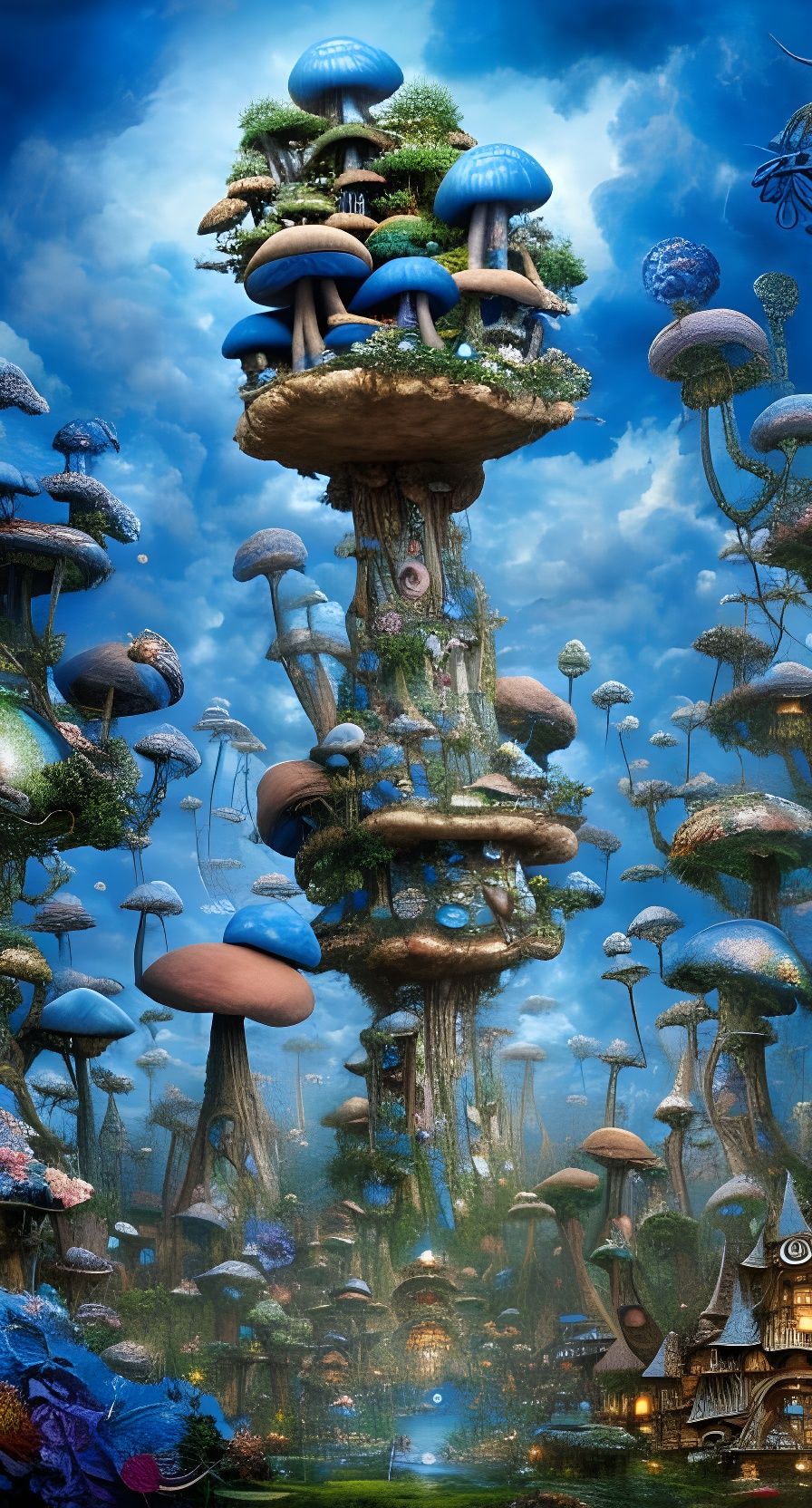 Blue Toadstool Metropolis in a Highlands Wonderland