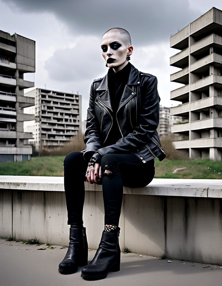 Gothic Skinhead Goddess in Sfumato Style