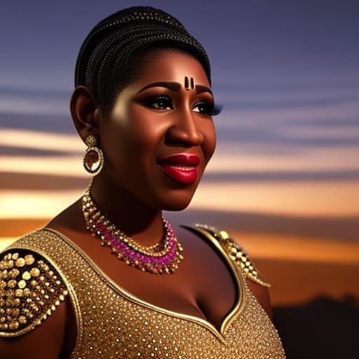 Aretha Franklin Portrait in 3D Game Cinematic Style