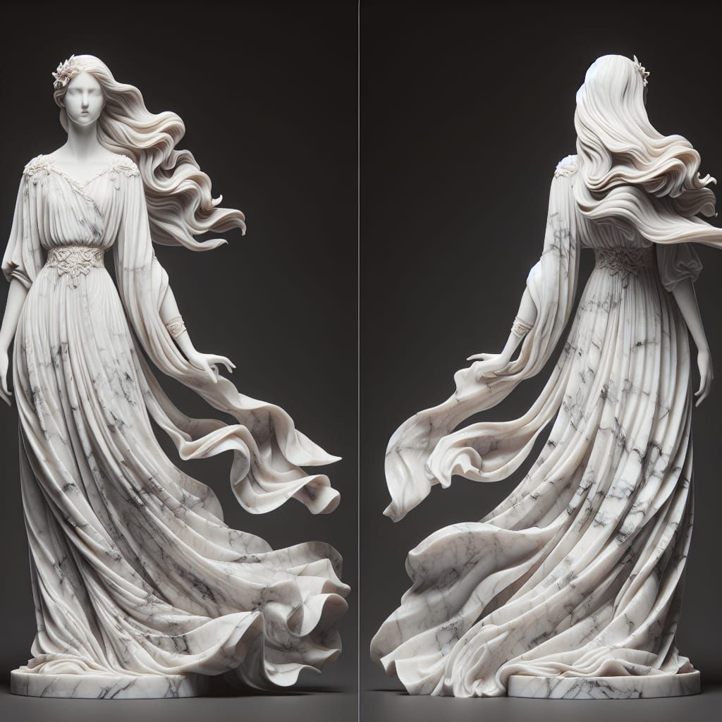 Carrera Marble Woman Figurine: Renaissance Sculpture