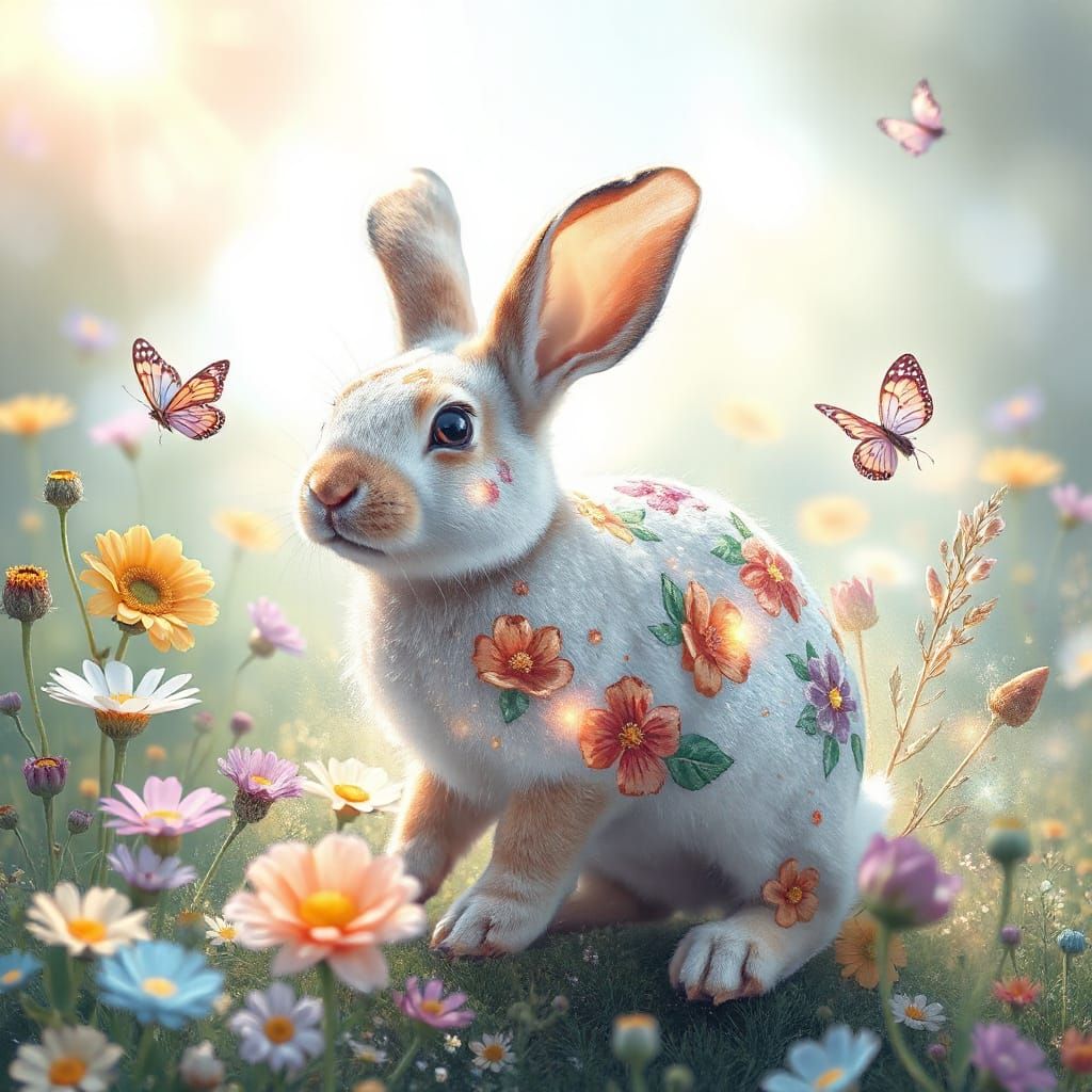 Rabbit Blooms as a Living Flower in Magical Meadow