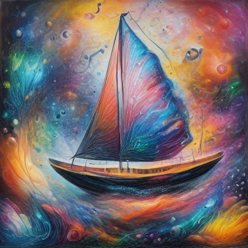 Sailboat in Harbor at Dusk: Spatialism Style