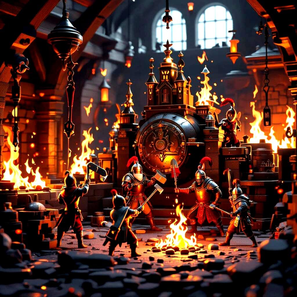 Miniature Kingdom in Blacksmith Forge: Art Deco Fantasy