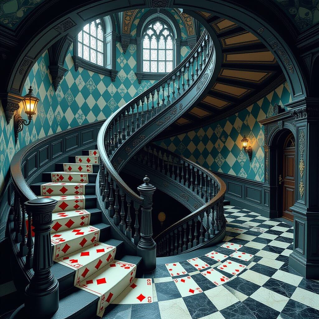 Card Deck Staircase Inspired by Alice in Wonderland