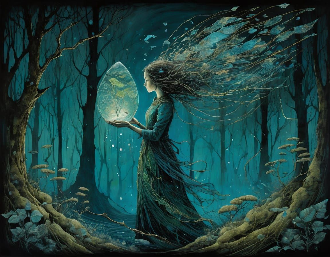 Spectral Fish-Woman Emerges from Mystical Vortex