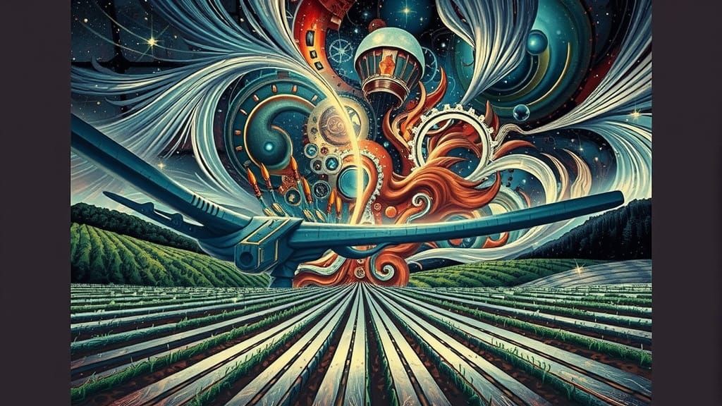 Ethereal Steampunk Dreamscape in Bioluminescent Painting Sty...