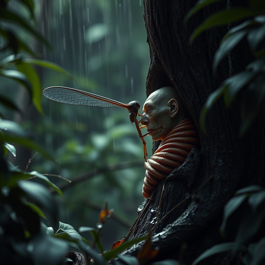 Frightened Toad in Jungle, Hyperrealistic Scene