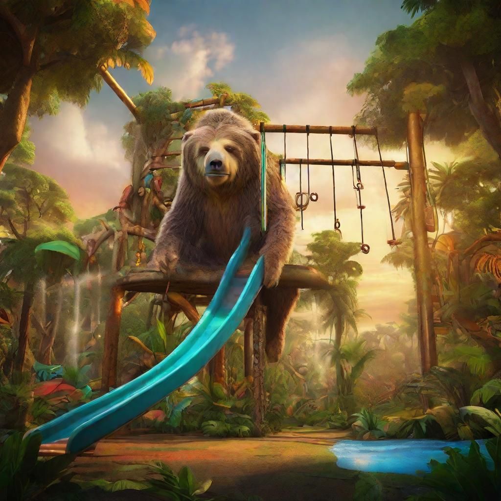 Jungle Animal Playground in Fantasy Concept Art Style