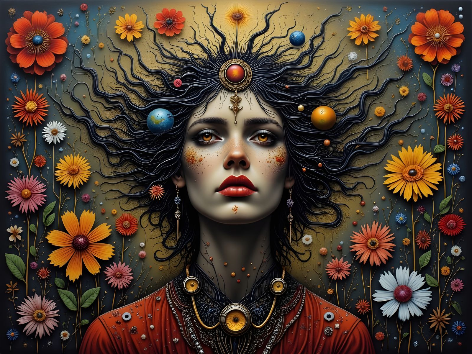 Bohemian Man in Mystical Floral Tapestry