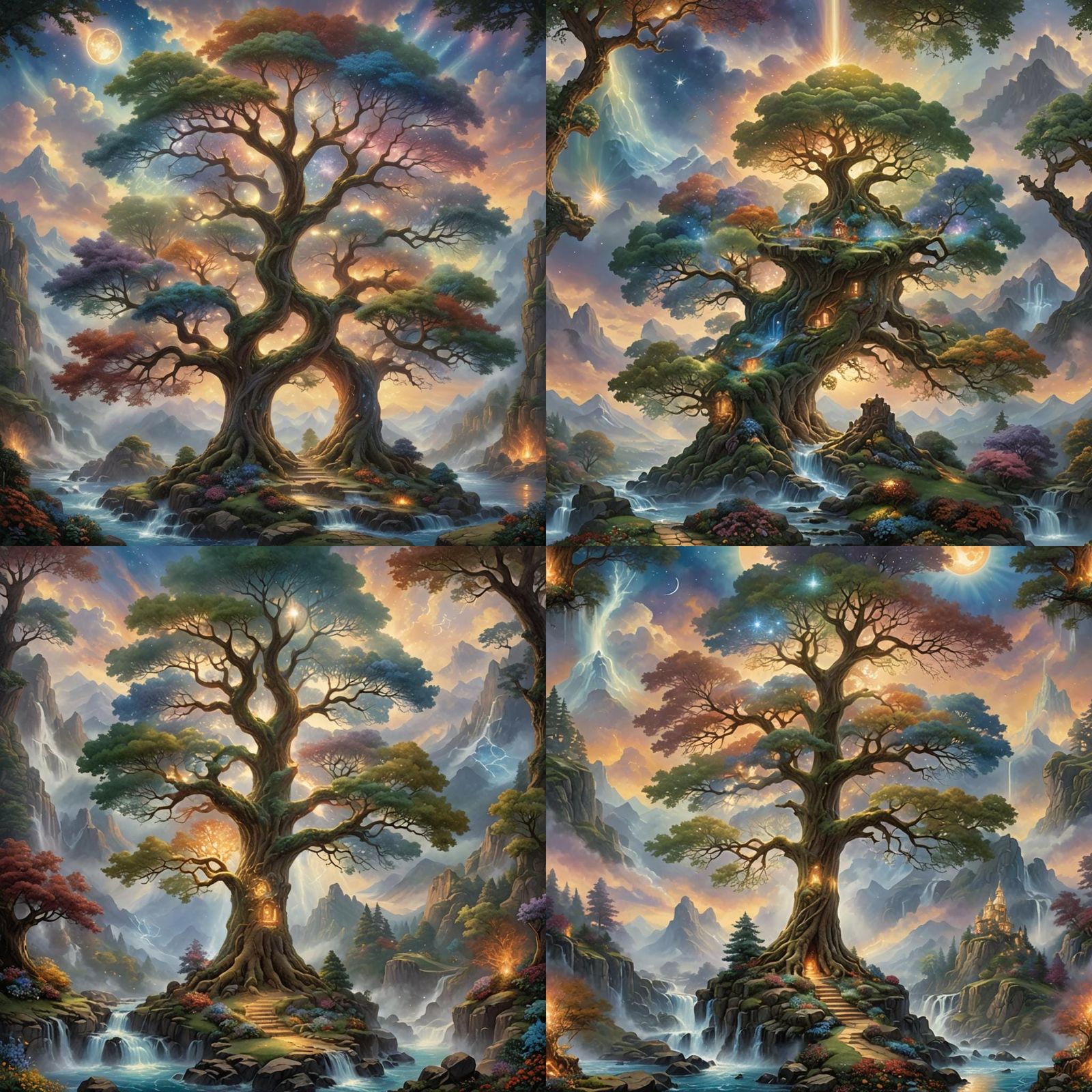Celestial Tree of Life Displaying Four Elements