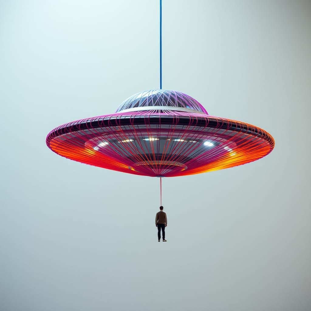 UFO Spacecraft Sculpture Made of String
