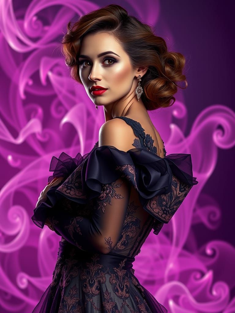 Glamorous Woman in Retro Gown, Nick Knight Style