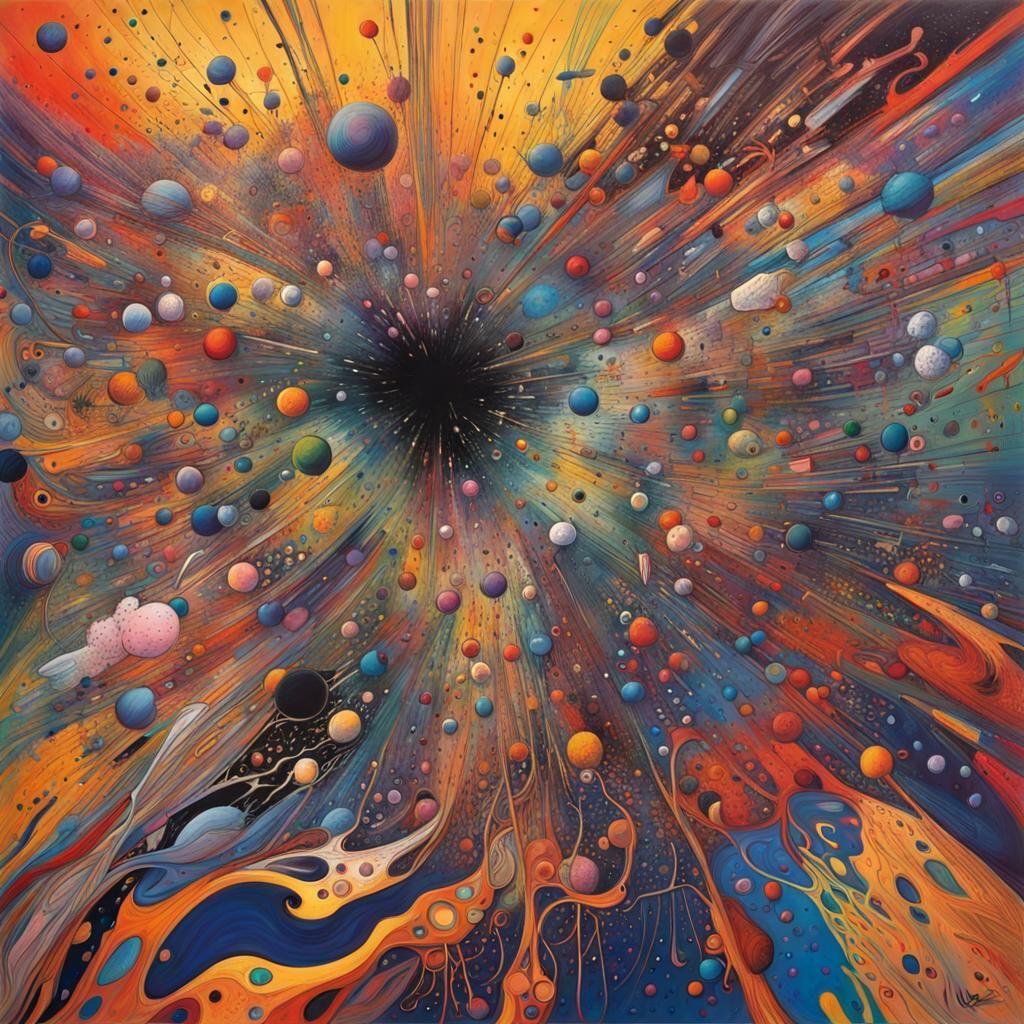 Vivid Abstract Darkness Painting in Latin American Style