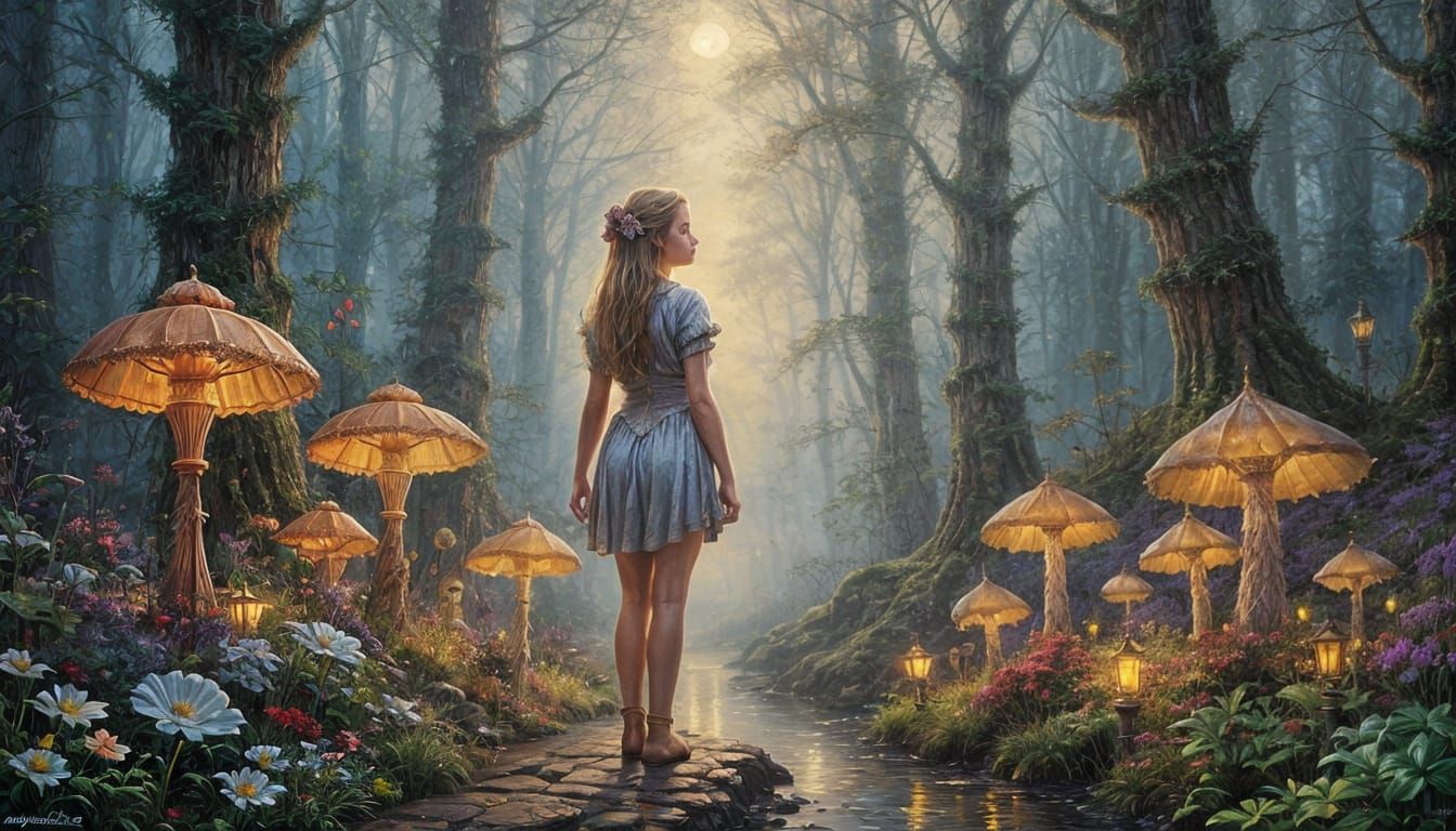 Ethereal Moonchild Oil Painting in Luminist Style