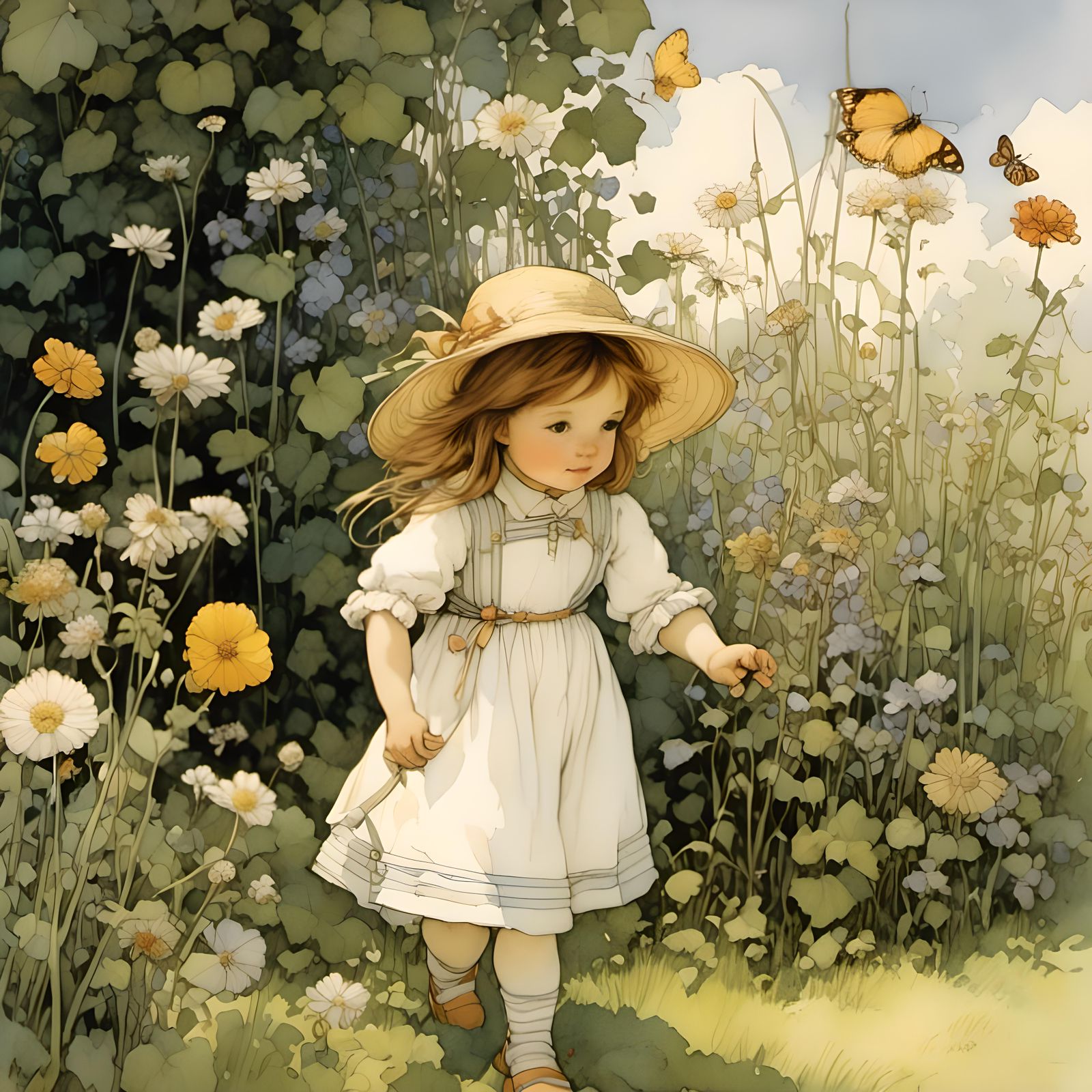 Girl in Garden, Inspired by Fairy Art