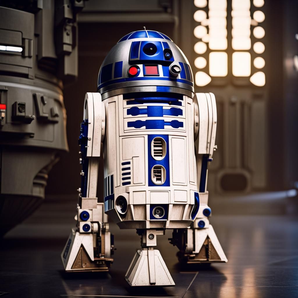 Realistic R2D2 Cinematic Still in Technicolor