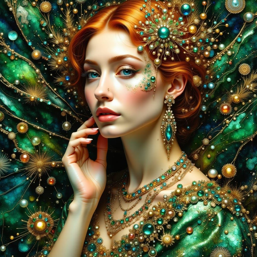 Emerald Princess in Whimsical Oil Paint