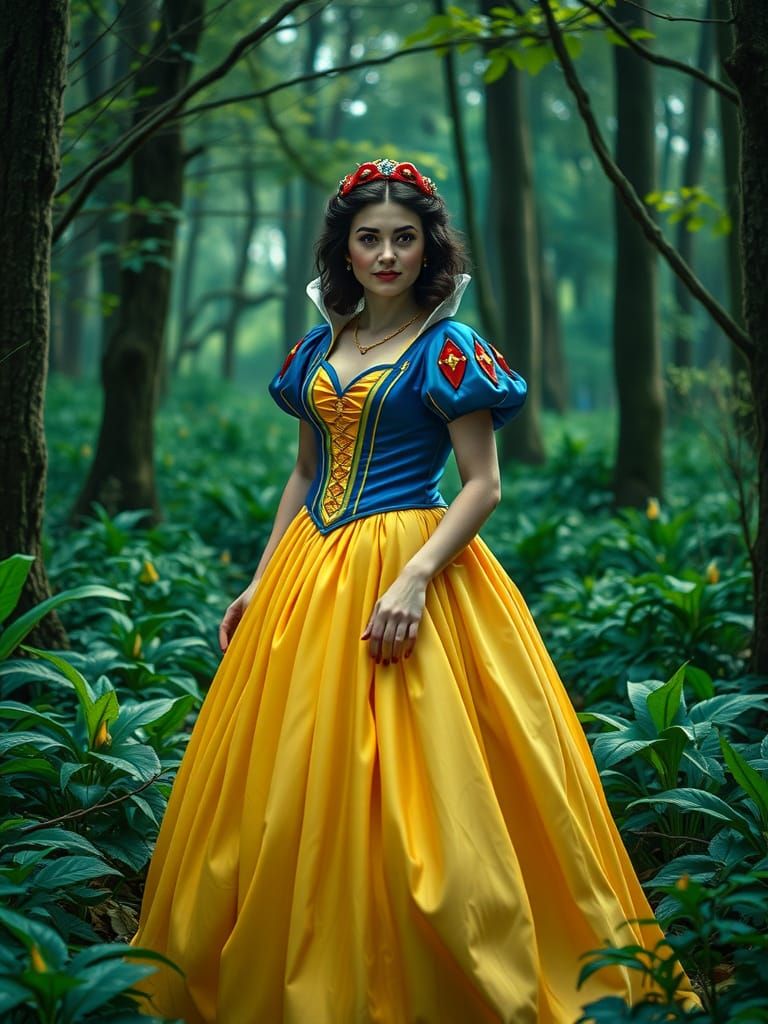 Snow White in Mystical Forest, Hyperrealistic Style
