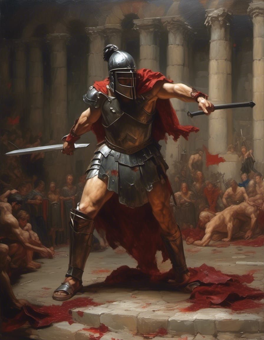 Christian Warrior in Coliseum Arena, Rembrandt Lighting